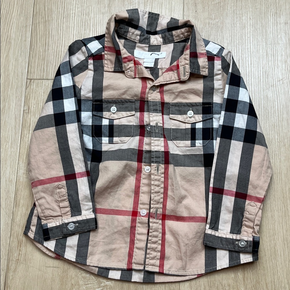 Burberry Classic Print Children 18 M button down long sleeve shirt